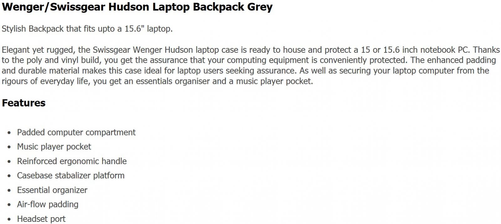 תיק גב למחשב SWISS GEAR